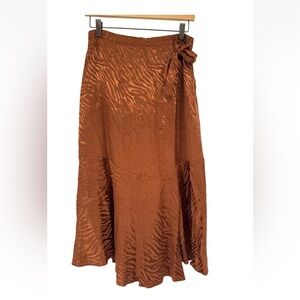 Maeve By Anthropologie Copper Zebra  Wrap Midi Skirt Size 6  EUC
